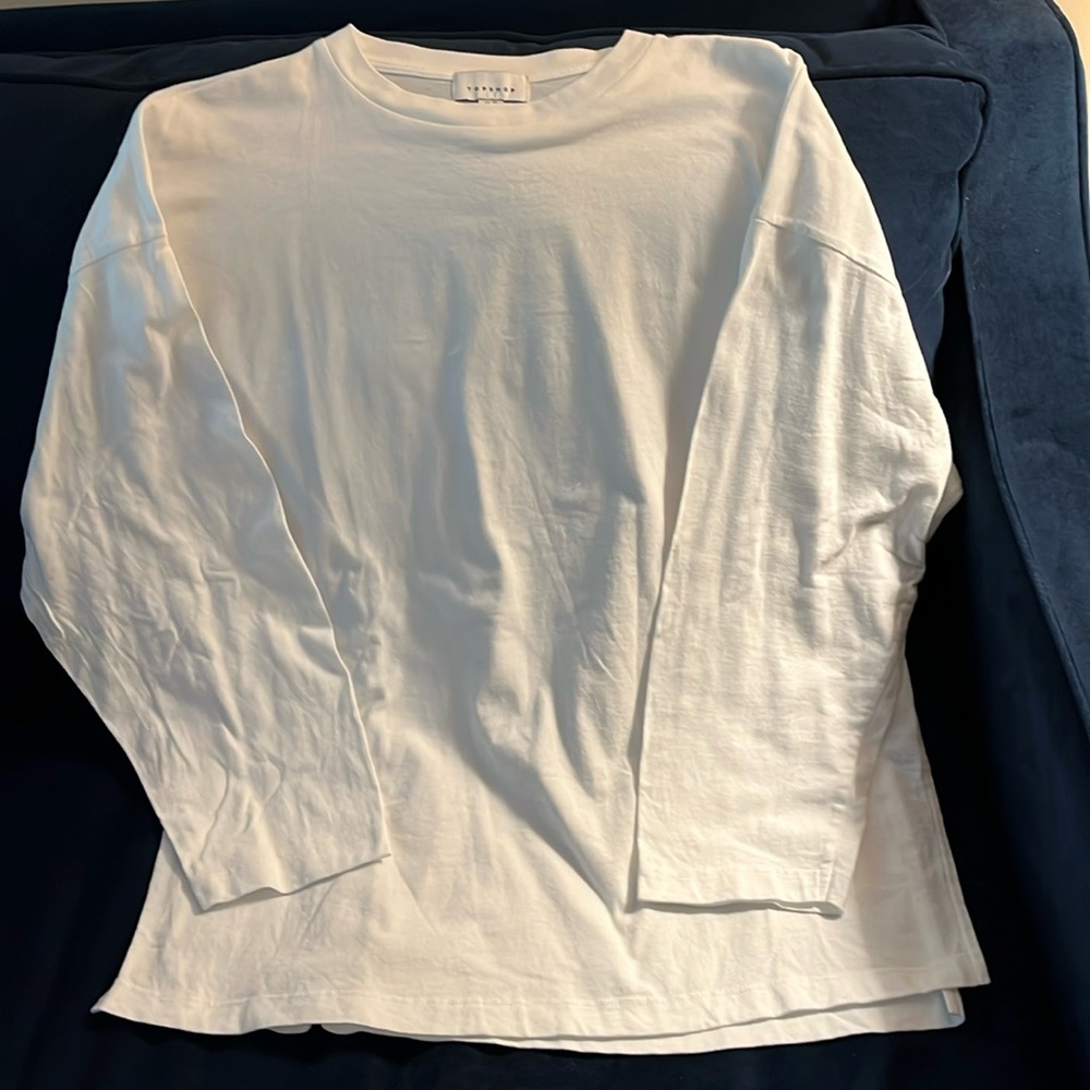 Topshop 100% Cotton Long Sleeve White TShirt